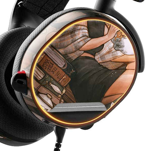 Cozy Autumn Library Witch with Cat and Coffee by Ivy Dolamore SteelSeries Arctis 3 Skin